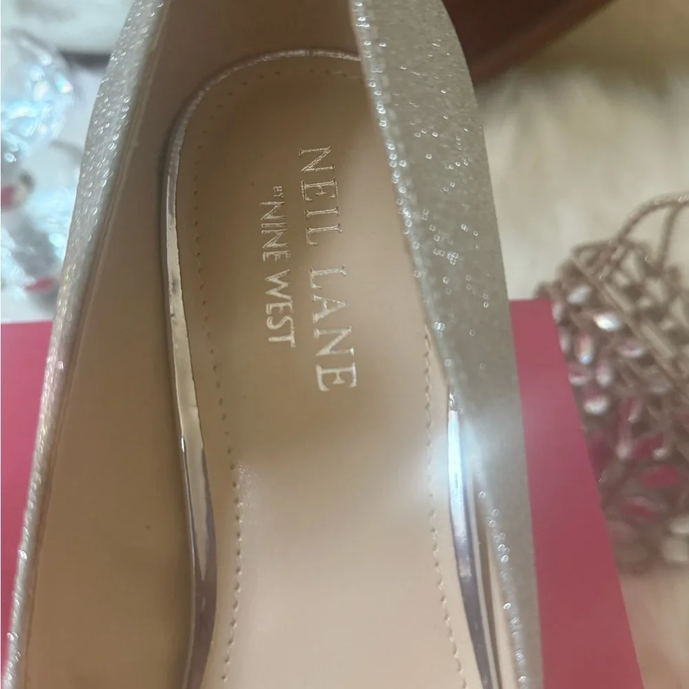 Nine West Sparkling Silver Heels with Rhinestones - Picture 6 of 10